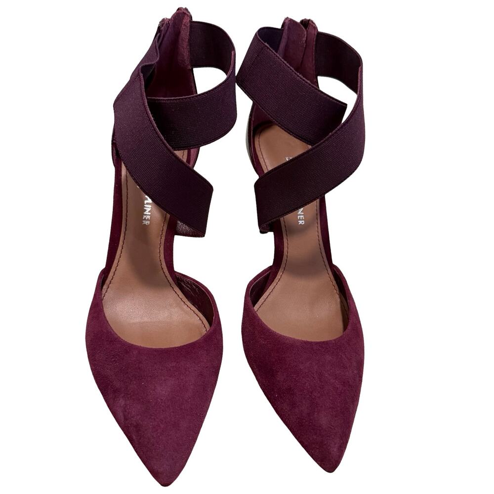 Donald J. Pliner Burgundy Criss Cross Prime Leather Pointy Toe Stiletto Heels 8 - Picture 2 of 12